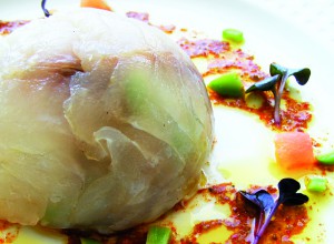 CARPACCIO DE DORADE GRISE VINAIGRETTE TRANCHEE AUX EPICES